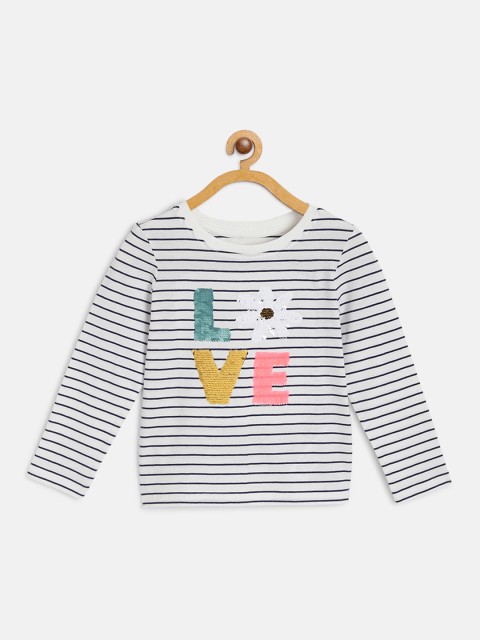 

Marks & Spencer Girls White Striped Round Neck T-shirt