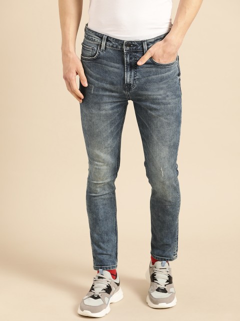

United Colors of Benetton Men Blue Low Crotch Fit Low-Rise Low Distress Stretchable Jeans