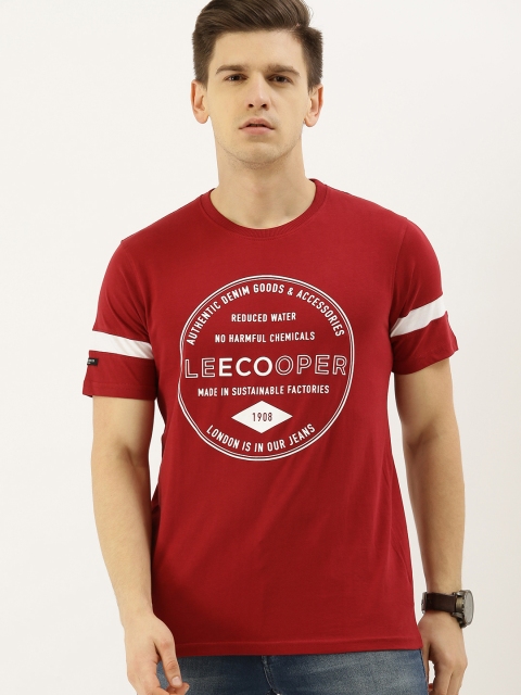

Lee Cooper Men Red Printed Round Neck T-shirt