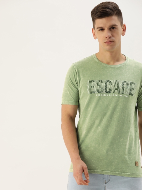 

Lee Cooper Men Green Typography Print Round Neck Pure Cotton T-shirt