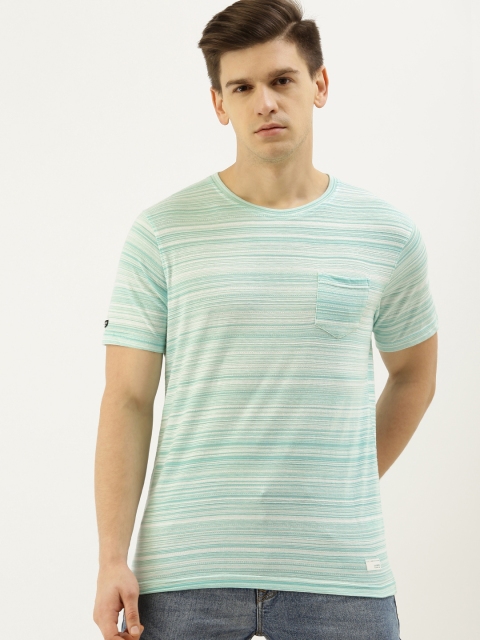 

Lee Cooper Men Blue & White Striped Round Neck T-shirt