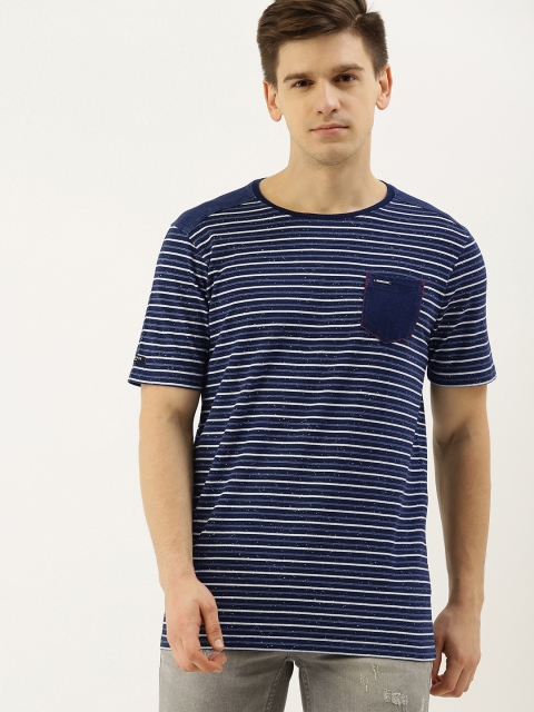 

Lee Cooper Men Blue Striped Round Neck T-shirt