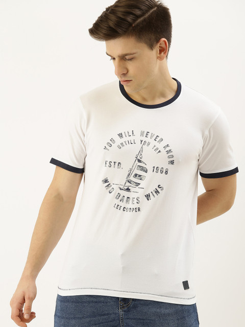 

Lee Cooper Men White Printed Round Neck T-shirt
