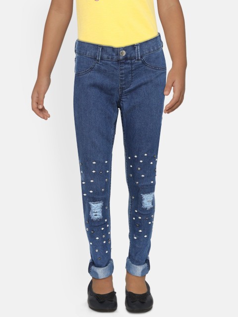 

United Colors of Benetton Navy Blue Regular Fit Embellished Denim Jeggings