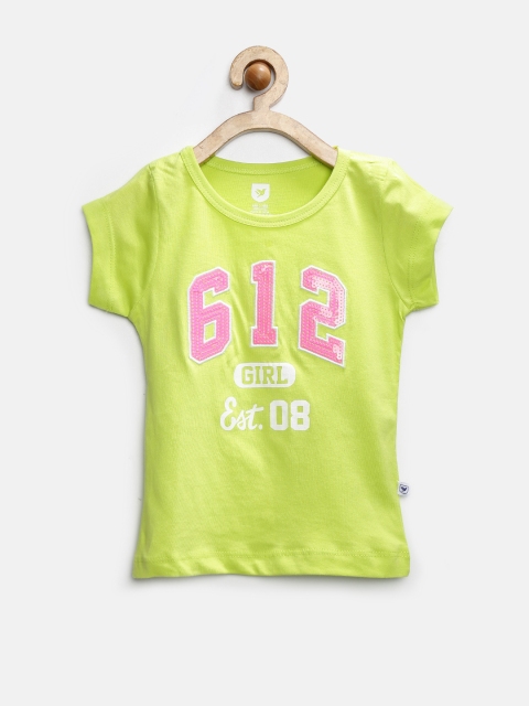 

612 League Girls Lime Green Sequinned T-shirt