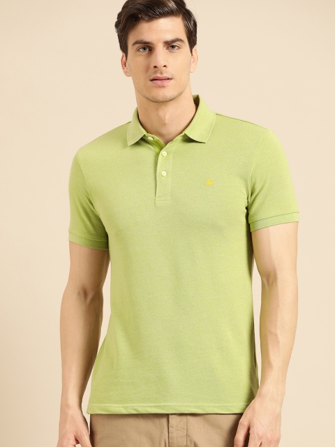 

United Colors of Benetton Men Green Solid Polo Collar T-shirt