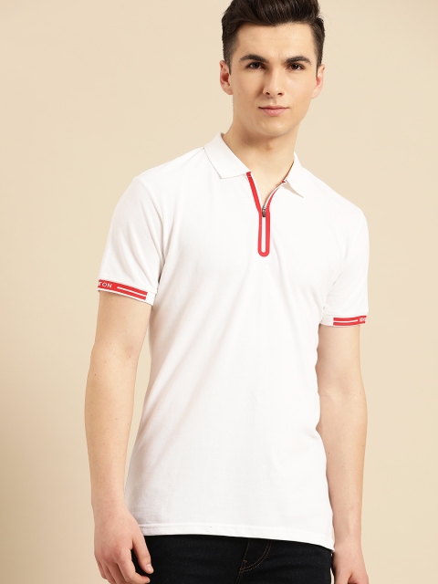 

United Colors of Benetton Men White Solid Polo Collar T-shirt