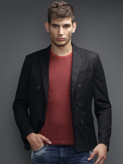 

SELECTED Black Printed Double-Breasted Blazer