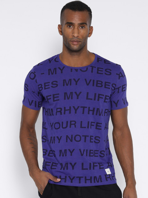 

United Colors of Benetton Blue Printed Pure Cotton T-shirt
