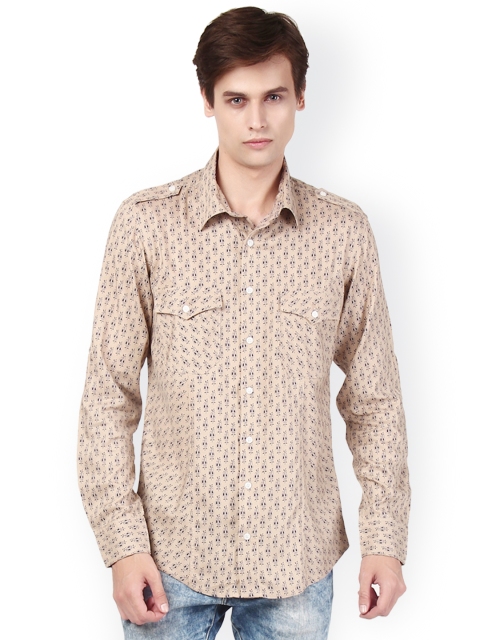 

Oxolloxo Beige Printed Classic Fit Casual Shirt