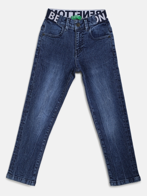 

United Colors of Benetton Boys Navy Blue Washed Regular Fit Mid-Rise Clean Look Jeans
