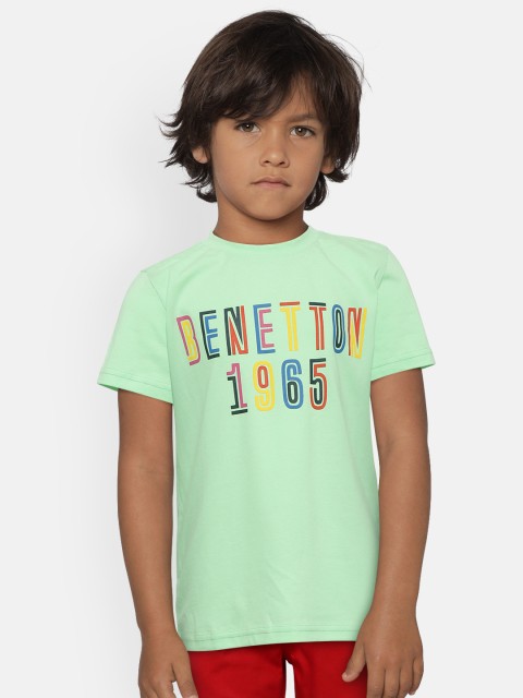 

United Colors of Benetton Boys Green Printed Round Neck T-shirt