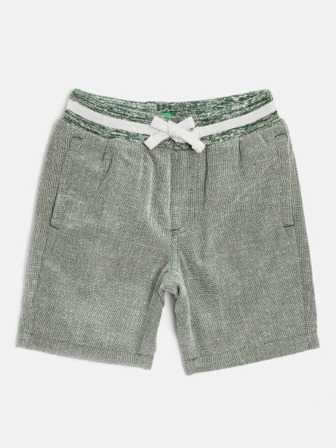

United Colors of Benetton Boys Green Self Design Regular Fit Shorts