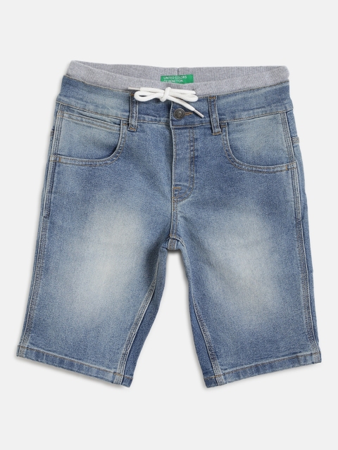 

United Colors of Benetton Boys Blue Washed Regular Fit Denim Shorts