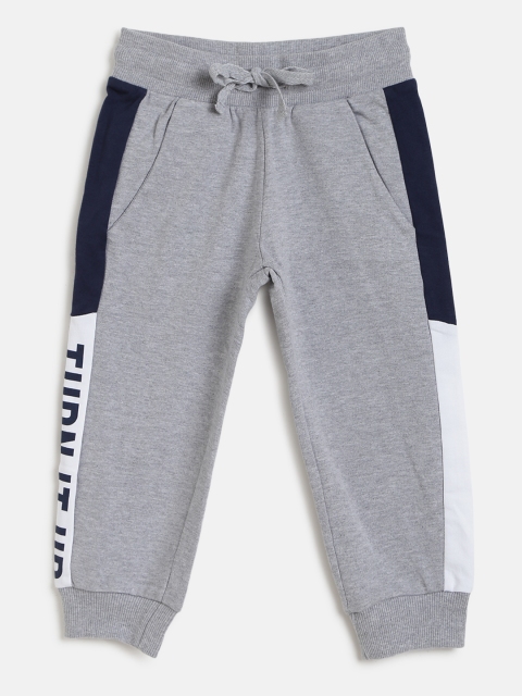 

United Colors of Benetton Boys Grey Melange & Black Colourblocked Detail Joggers