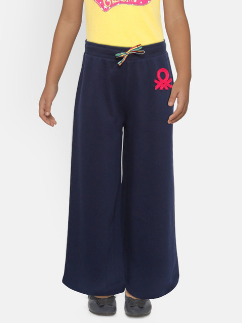 

United Colors of Benetton Girls Navy Blue Regular Fit Solid Parallel Trousers