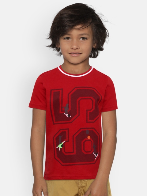 

United Colors of Benetton Boys Red Printed Round Neck T-shirt