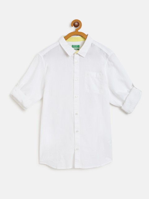 

United Colors of Benetton Boys White Regular Fit Solid Casual Shirt