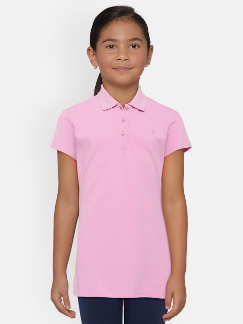 

United Colors of Benetton Girls Pink Solid Polo Collar T-shirt