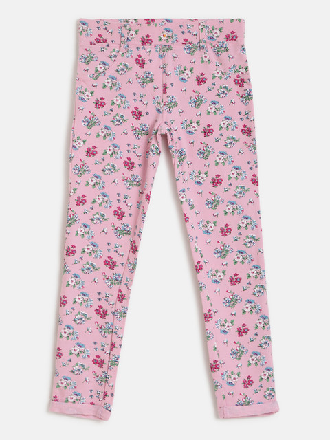 

United Colors of Benetton Girls Pink & Blue Floral Print Treggings