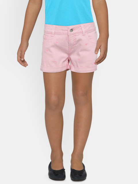

United Colors of Benetton Girls Pink Embroidered Regular Fit Shorts