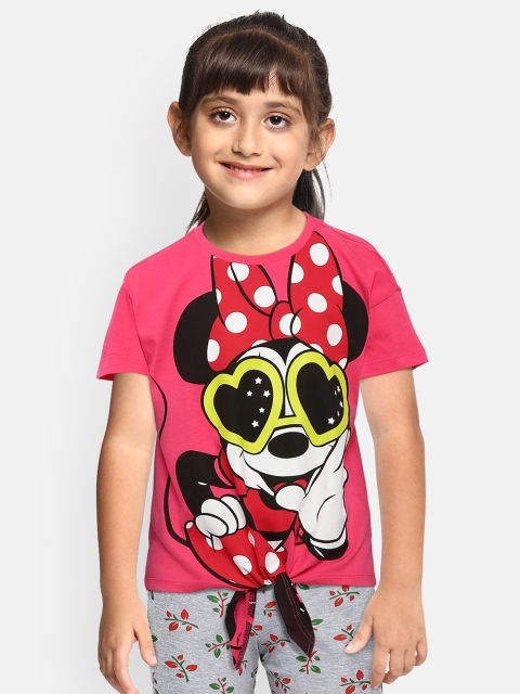 

United Colors of Benetton Girls Pink Minnie Mouse Printed Pure Cotton Top