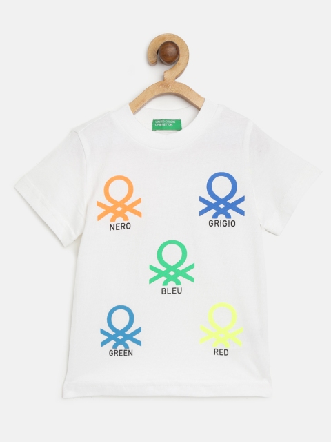 

United Colors of Benetton Boys White Printed Round Neck T-shirt
