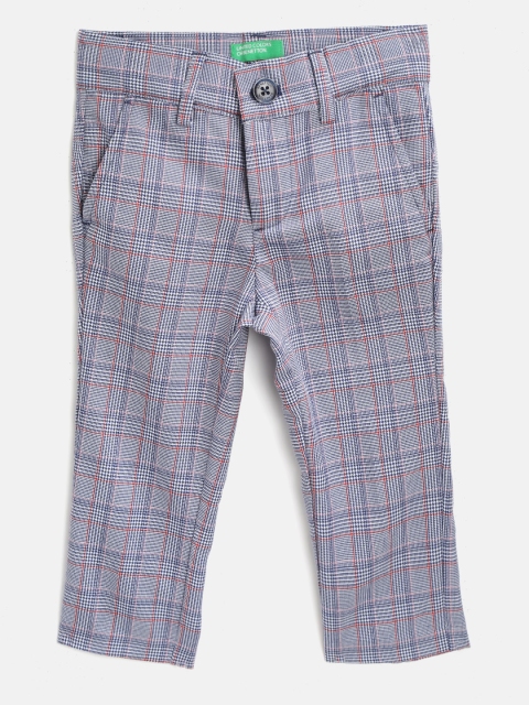 

United Colors of Benetton Boys Navy & White Prince of Wales Check Trousers, Navy blue