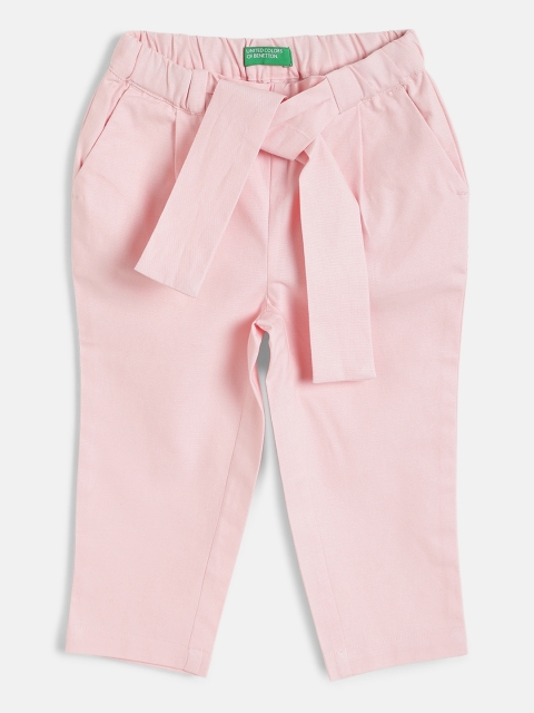 

United Colors of Benetton Girls Peach-Coloured Regular Fit Solid Trousers