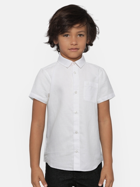 

United Colors of Benetton Boys White Regular Fit Solid Casual Shirt