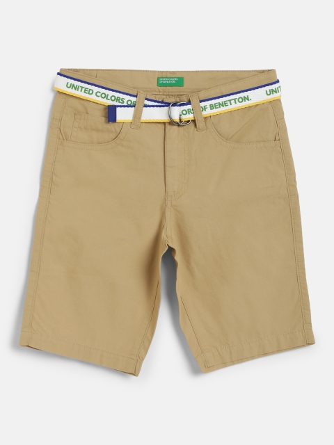 

United Colors of Benetton Boys Beige Solid Regular Fit Shorts With Belt