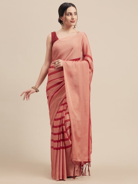 

Nanda Silk Mills Red Woven Design Poly Chiffon Saree