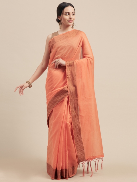 

Nanda Silk Mills Orange Solid Cotton Blend Saree