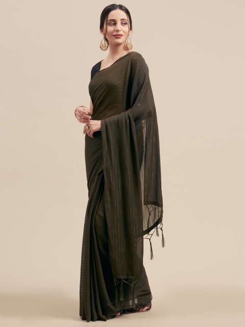 

Nanda Silk Mills Green Woven Design Poly Chiffon Saree