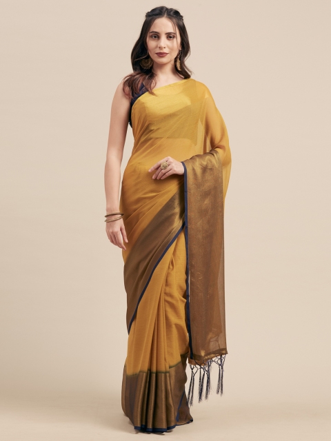 

Nanda Silk Mills Olive Green Solid Viscose Chiffon Saree