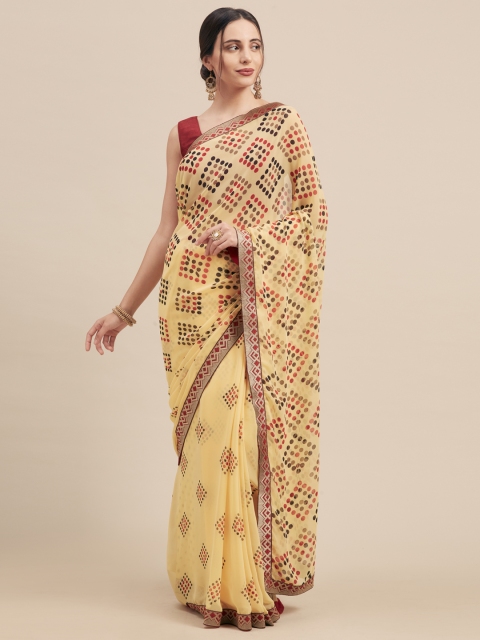 

Nanda Silk Mills Yellow Printed Georgette Saree