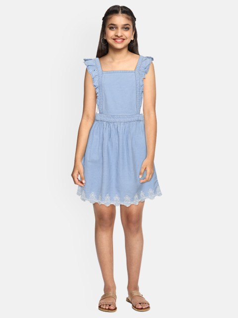 

United Colors of Benetton Girls Blue Chambray Fit & Flare Dress