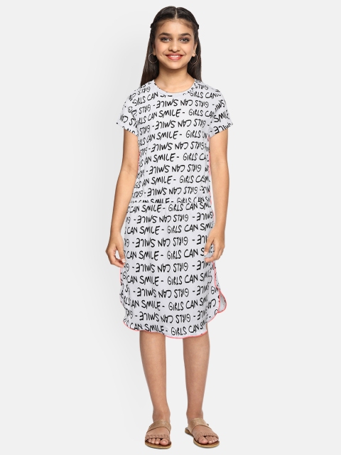 

United Colors of Benetton Girls White & Black Printed A-Line Dress