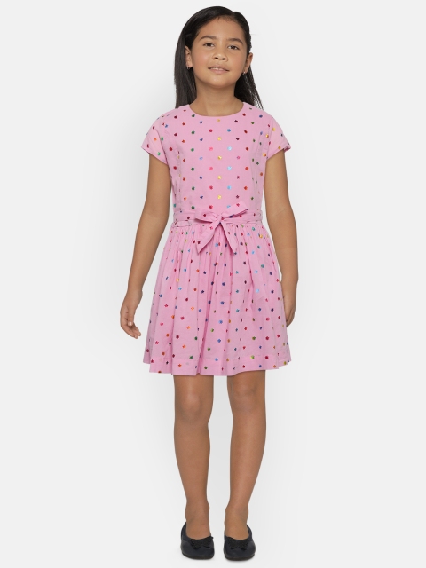 

United Colors of Benetton Girls Pink Floral Printed A-Line Dress