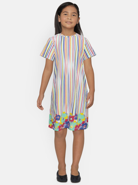 

United Colors of Benetton Girls Multicoloured Candy Striped A-Line Dress, Multi