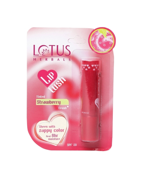 

Lotus Herbals Sustainable Lip Lush Tinted Strawberry Crush SPF 20 Lip Balm 4g, Red