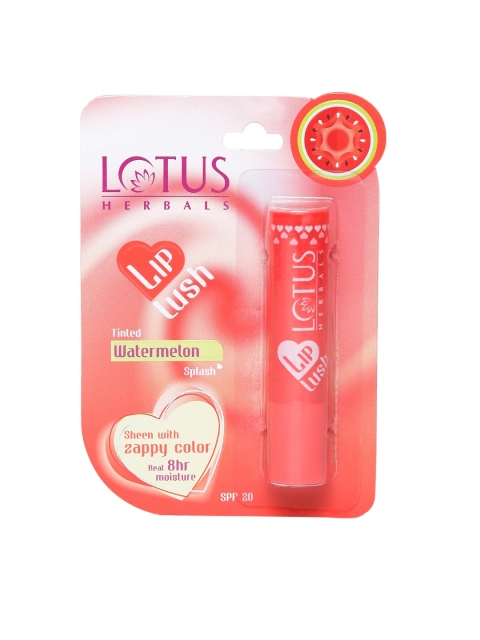 

Lotus Herbals Sustainable Lip Lush Tinted Watermelon Splash SPF 20 Lip Balm 4g, Red