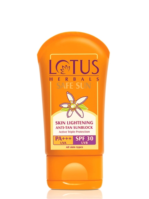 

Lotus Herbals Sustainable Safe Sun Anti-Tan SPF 30 Sunblock 50 g, Orange