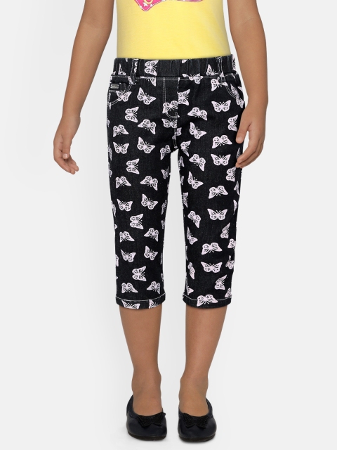 

Actuel Girls Black & Pink Printed Regular Fit Capris