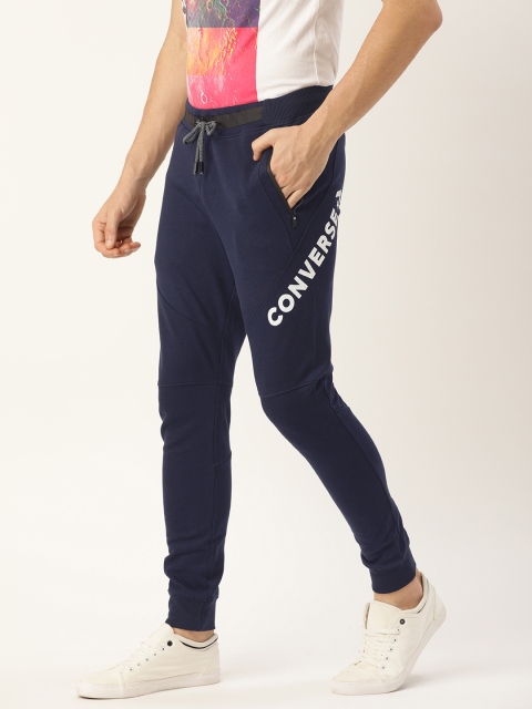 

Converse Men Navy Blue Solid Straight Fit Joggers With Printed Detailing