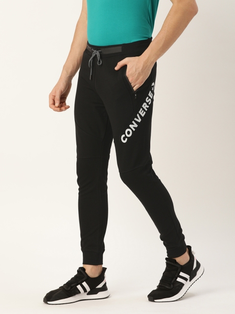 

Converse Men Black Solid Straight Fit Joggers With Printed Detailing