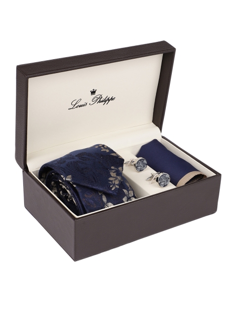 

Louis Philippe Men Navy Blue & Beige Accessory Gift Set