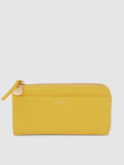

Accessorize Women Yellow Solid Zip Around Wallet