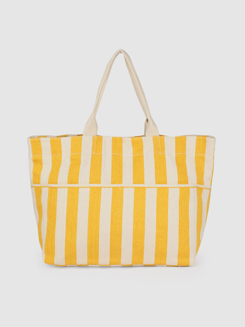 

Accessorize Yellow & Beige Striped Tote Bag