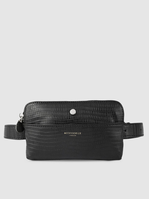 

Accessorize Women Black Textured Reptile Becky Waist Pouch